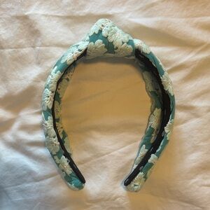 Lele Sadoughi Blue/Green and White Floral Headband
